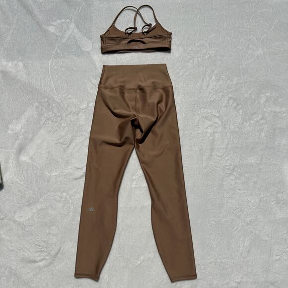 Alo Yoga Airlift Intrigue Bra 7/8 High-Waist Airlift Legging Toasted Almond XS - Picture 5 of 16